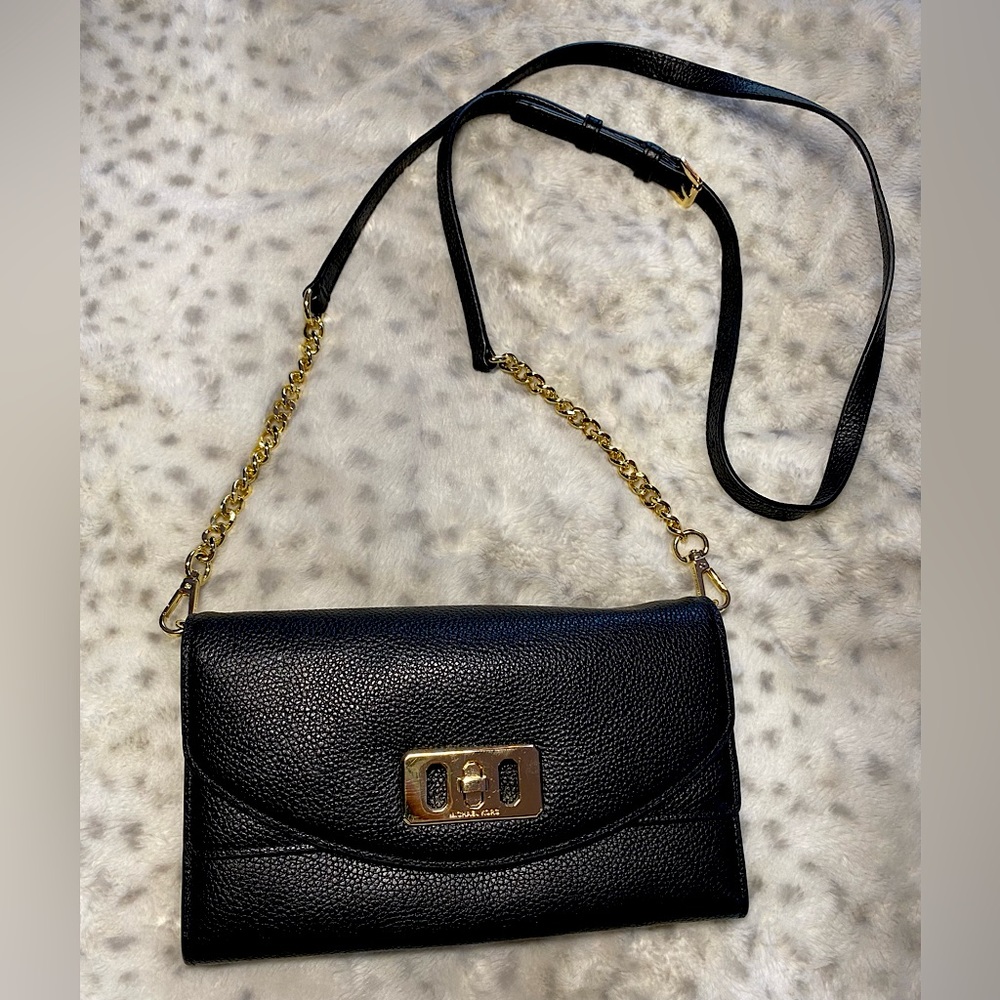 Michael Kors Black & Gold Clutch Crossbody